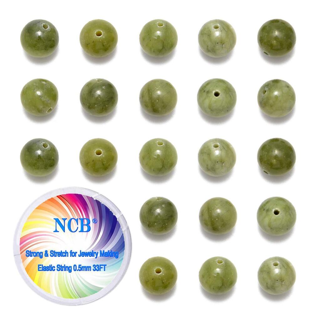 5034 200pcs 8mm Canadian Jade Loose Beads for Jewelry Making, Natural Semi